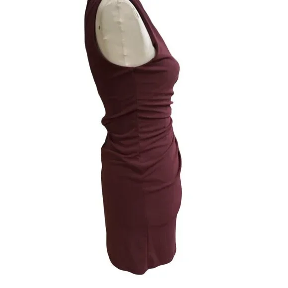 Zara Women's Sleeveless Ruched Bodice Dress Minimalism Deep Plum Size Small - Picture 3 of 6